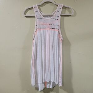  Free People Size Small White Coral Sleeveless Tunic Tank Top with sequins